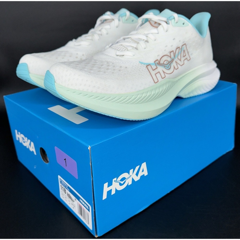 Hoka One One Womens Mach 6 1147810 FTRS White Running Shoes Sneakers Size 11 B